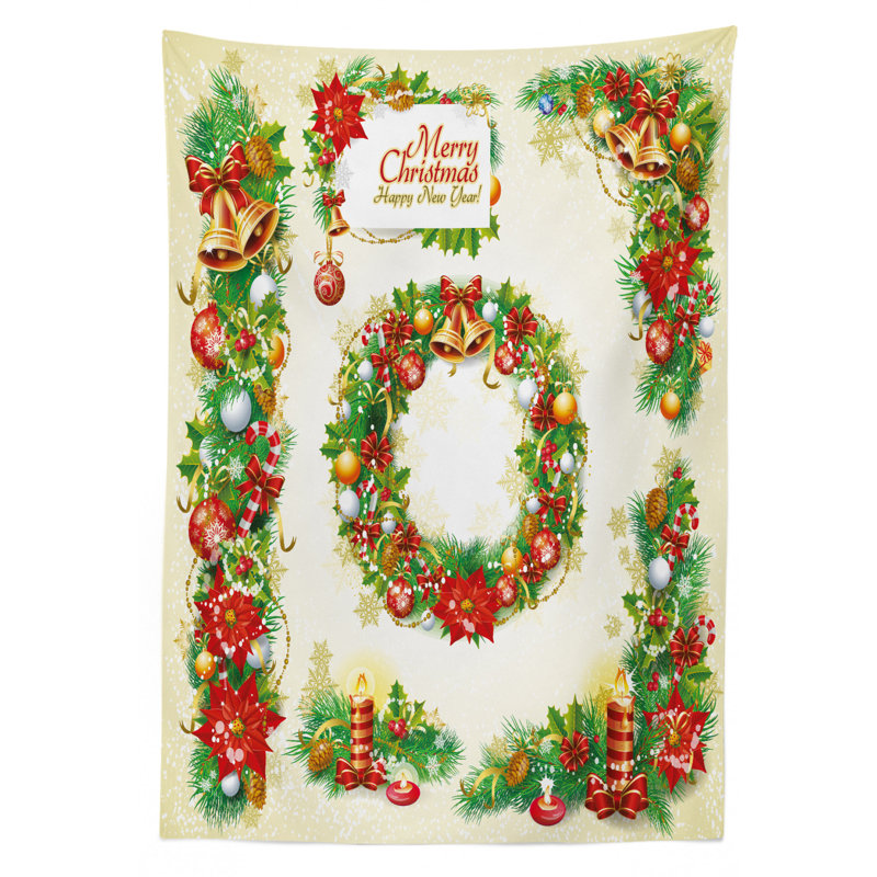Christmas Dining Room Kitchen Tablecloth, 70" L x 52" W