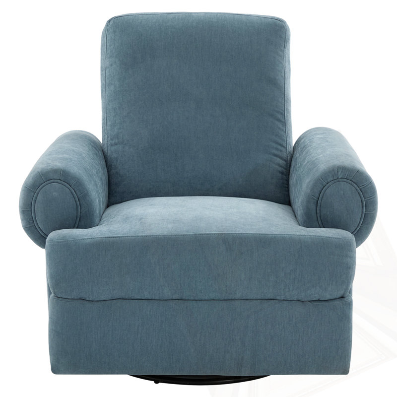 Manual Recliner Sofa Swivel Recliner Rocker Chair, Sky Blue