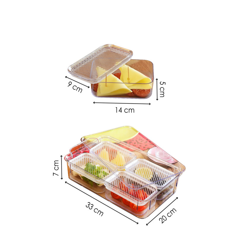 5-Piece Breakfast Set, Transparent Plastic | Includes 1 Tray (13.0 x 7.9 x 2.8 in) & 4 Bowls (5.5 x 3.5 x 2.0 in) | Dishwasher Safe, BPA Free | Perfect for Daily Use, Stylish and Functional Dining Experience