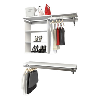 Double Shelf-Hang Closet Shelf with Adjustable 3 Shelf Cubby
