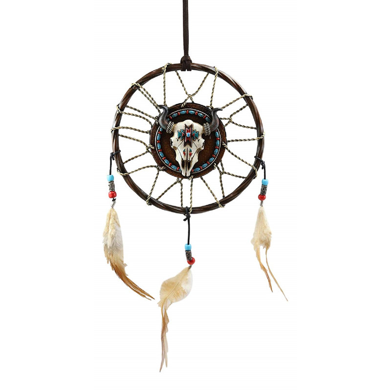 Décoration murale dreamcatcher à bison de bufflonne totem