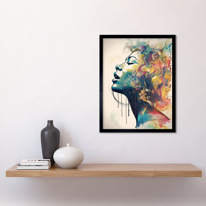 Claborn Sensual Woman Female Profile Portrait Soft Pastel Colour - Single Picture Frame Print