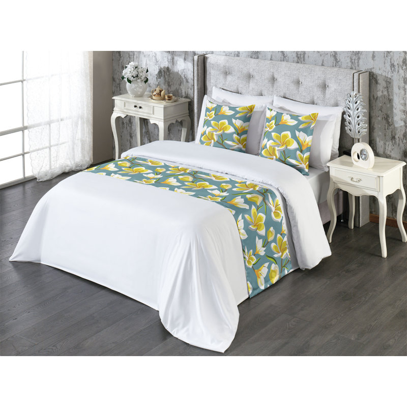 Ensemble de chemin de lit Ambesonne Plumeria, Grand lit