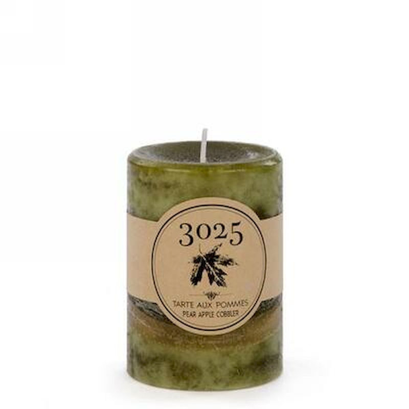 Bougie pilier poire parfumée pomme, H 4 po x l 3 po x P 3 po