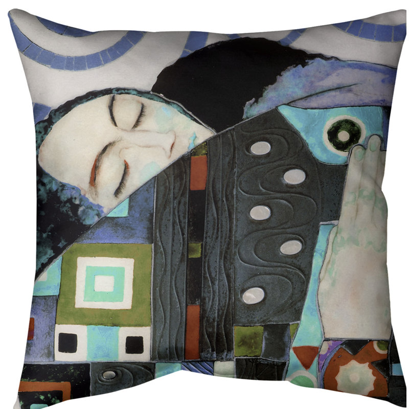 Gustav Klimt Reversible Throw Pillow, 16" x 16", Blue, Poly Twill