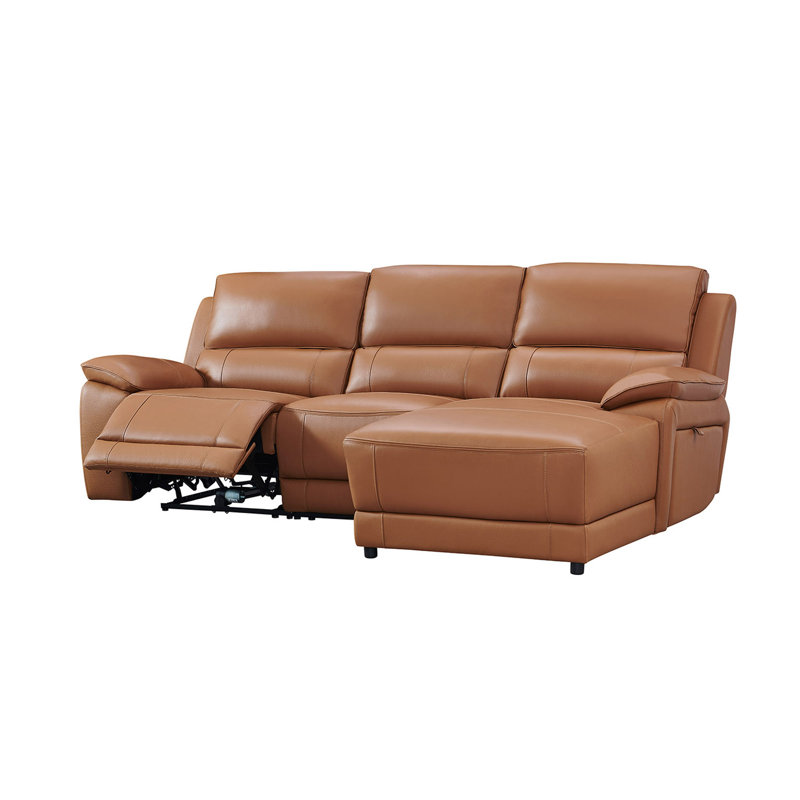 Carrabelle Leather Power Recliner Sectional, Right Hand Facing, Adobe Genuine Leather