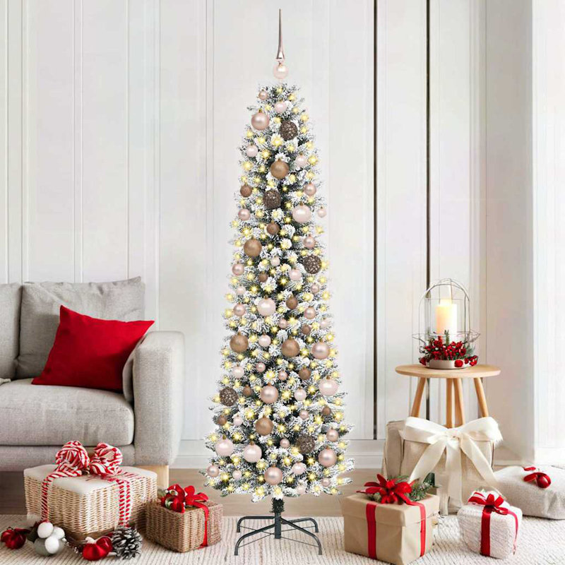 vidaXL Artificial Christmas Tree with 300 LEDs with Stand White, 5.9 ft