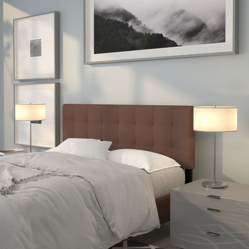 Tête de lit tapissier capitonnée Ciriaca, Marron foncé, Grand