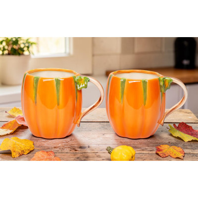 Autumn Pumpkin Mugs Set Of 2