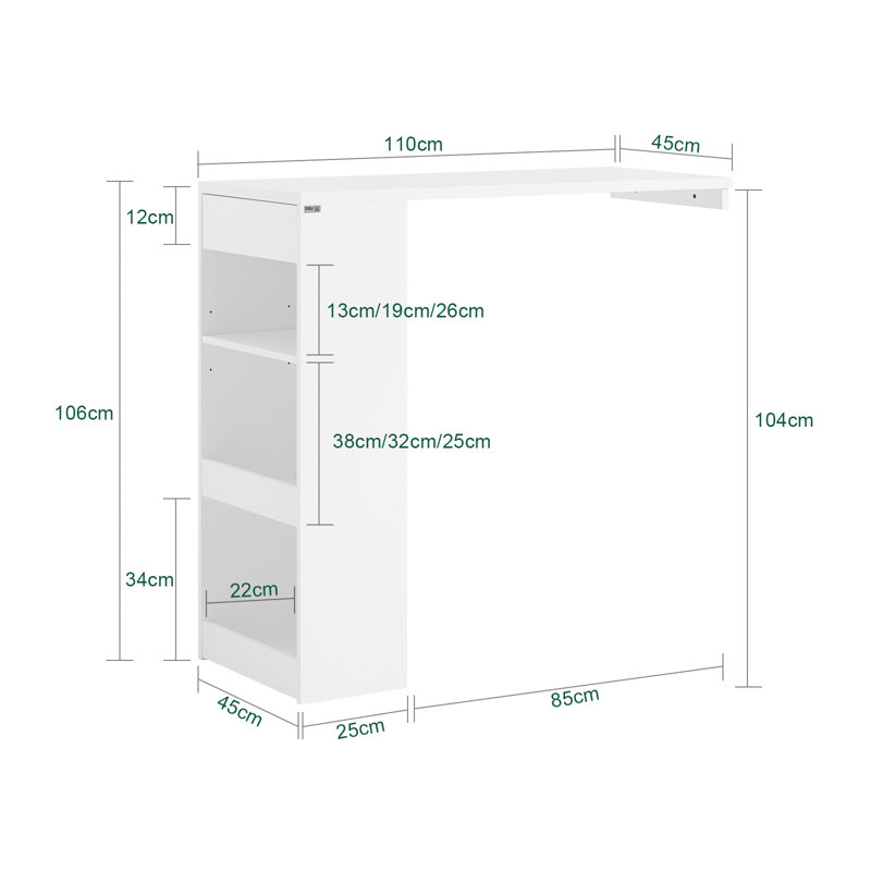 Aarilynn Mini Bar, White