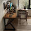 Bureau brun en bois massif en forme de L-108678449-108678447