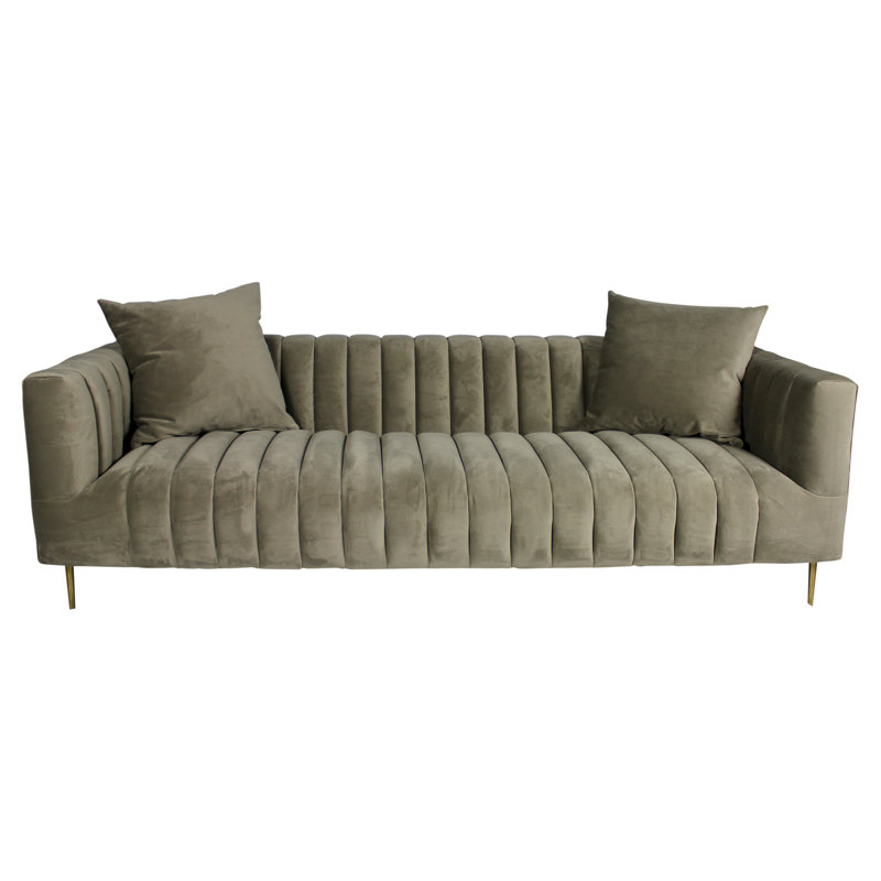 Gleaves 90'' Velvet Sofa, Beige Velvet