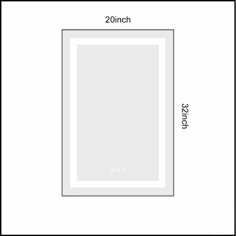 Miroir de salle de bain DEL, Gris, 20 po x 32 po