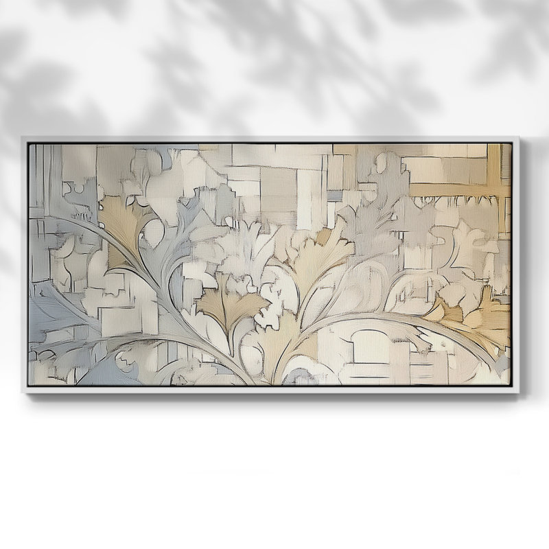 Série abstraite-XXIX- Toile tendue avec châssis tendue, prête à être accrochée, H 17 po x l 33 po, Blanc