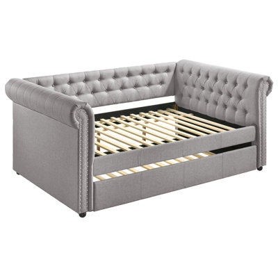 Smoke Gray Twin Daybed with Nail-Head Trim