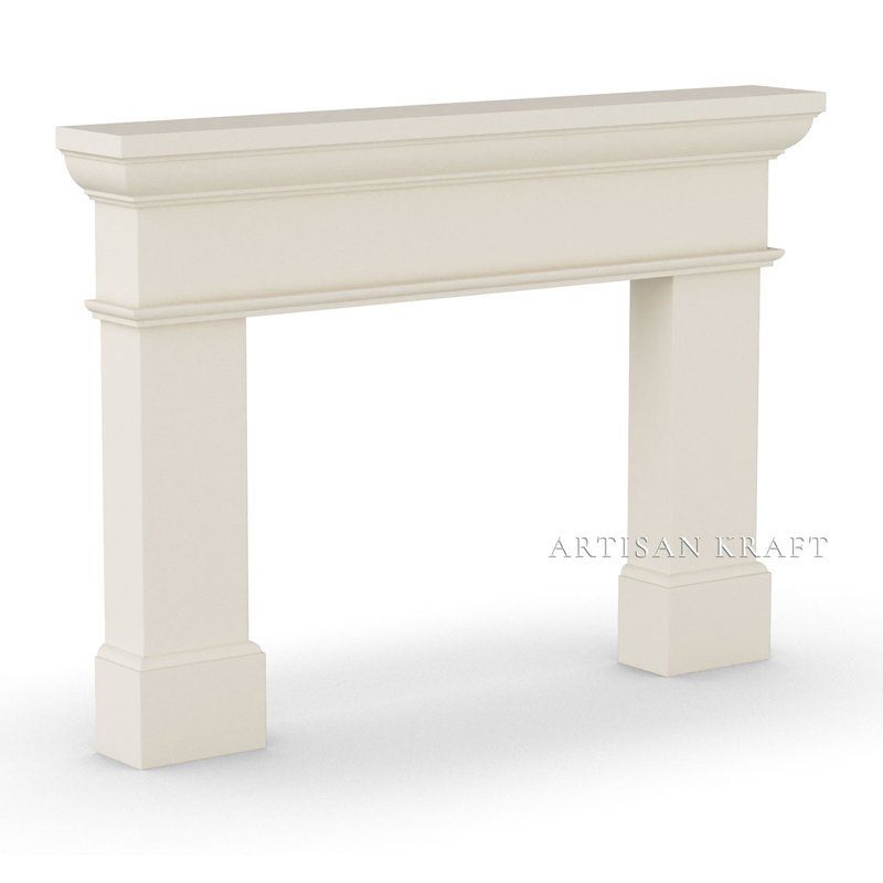 Encadrement de cheminée en pierre coulée Dallas, Beige, 10 po x 68 po x 51,25 po