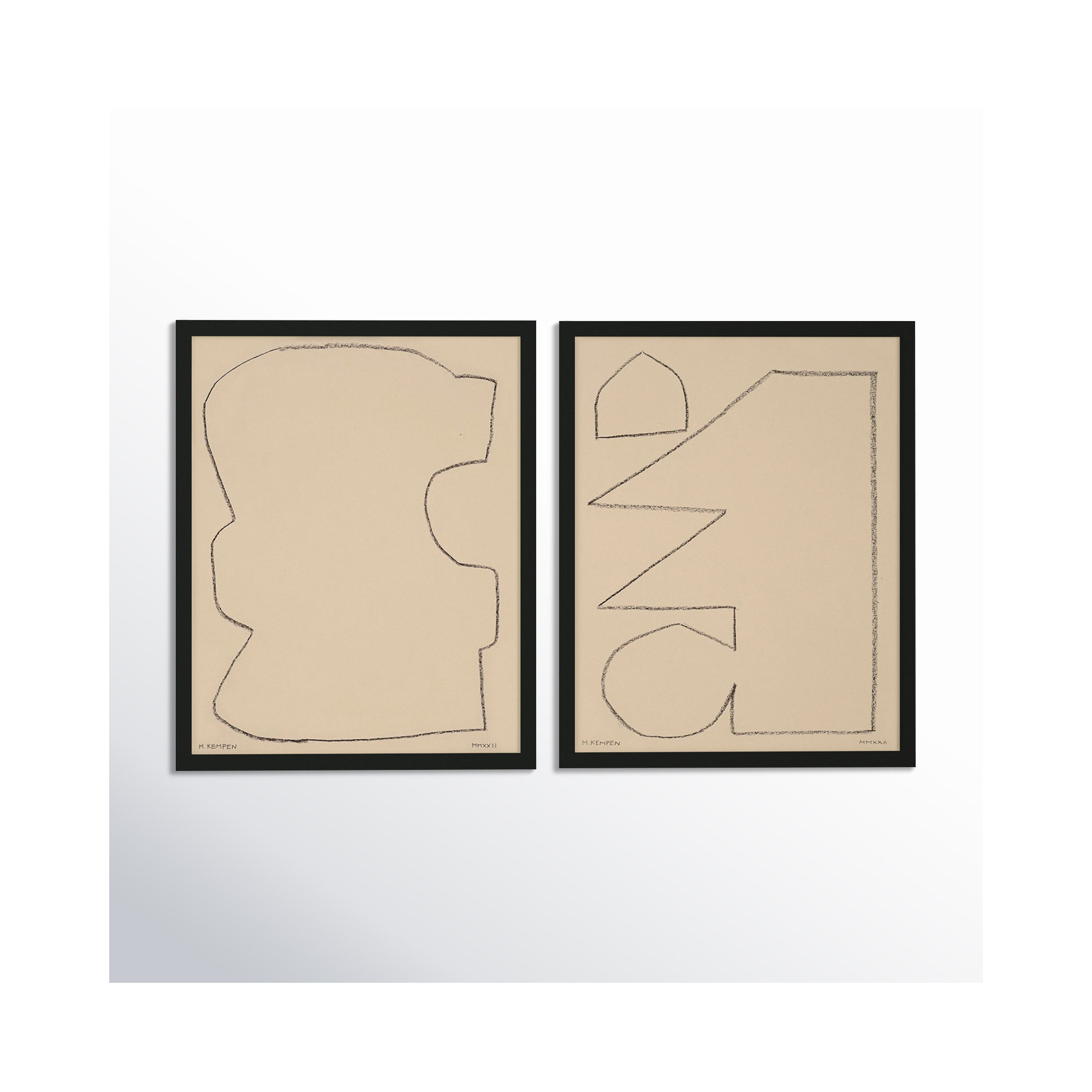Outlines 9 And 10 by Michael Kempen, Black Framed, 16" W x 20" H