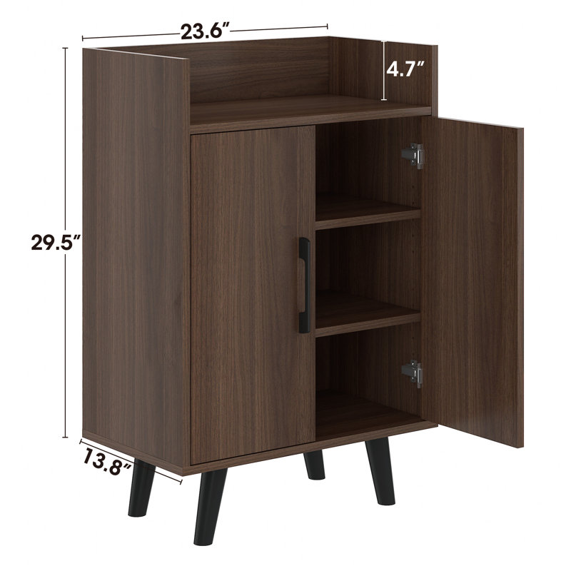Shoe Cabinet, 3-Tier Freestanding Shoe Rack With Doors And Legs FSSR023, Walnut