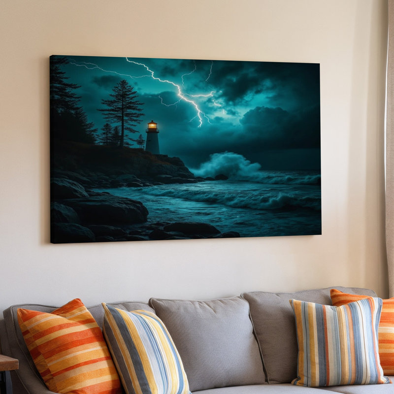 Reproduction d'art sur toile, "Phare à la nuit orageuse", 16 x 20 in