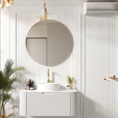 Meuble-lavabo moderne élégant avec lavabo en céramique blanche et rangement spacieux