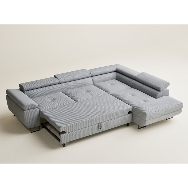 4 Seater Velvet Corner Sofa , Right Hand Facing, Light Grey