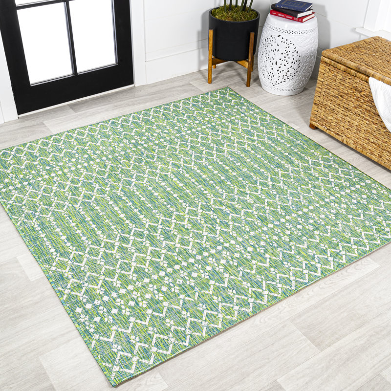 Tapis d'intérieur / extérieur Crompton, Vert/crème, Carré 5 pi 3 po