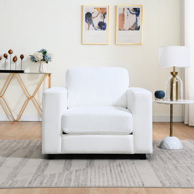 Chaise de salon surdimensionnée en chenille avec housses lavables, coussin à mémoire de haute densité de 7 pouces, base stable, pieds en bois massif pour lecture confortable, installation rapide de soutien à l'éponge
