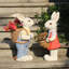 Statue de lapin rose artificiel pour pot de fleurs, sculpture artisanale en résine de 43 cm, idéale pour la décoration extérieure de votre jardin et de votre maison.