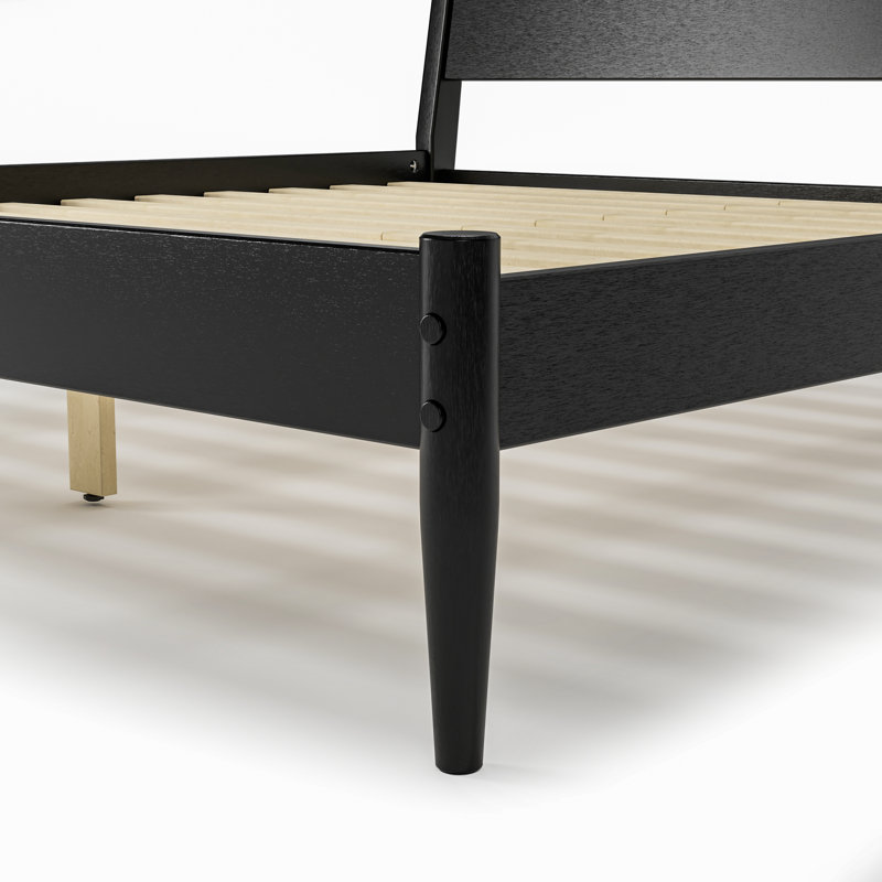 Ashlie Solid Wood Platform Bed, Black, King