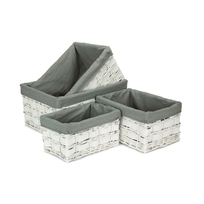 Fleur De Lis Living Wicker Decorative Basket, White/Grey