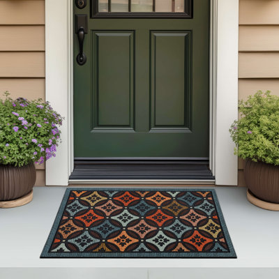 Clementine Basket Rubber Backed Low Pile Non-Slip Geometric Indoor/Outdoor Doormat