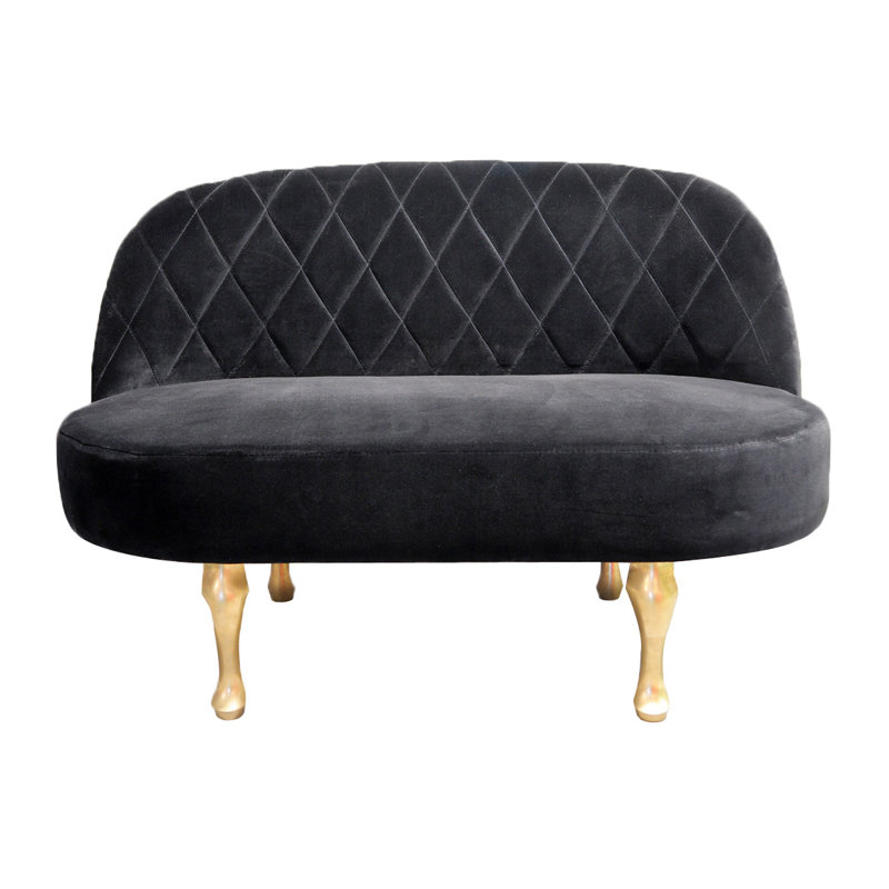 Glamour 2 Seater Loveseat, Velour/Black, Gold