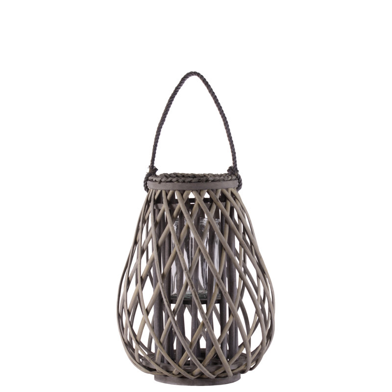 Wood Wall Lantern, Brown, 15.75" H x 11.75" W x 11.75" D