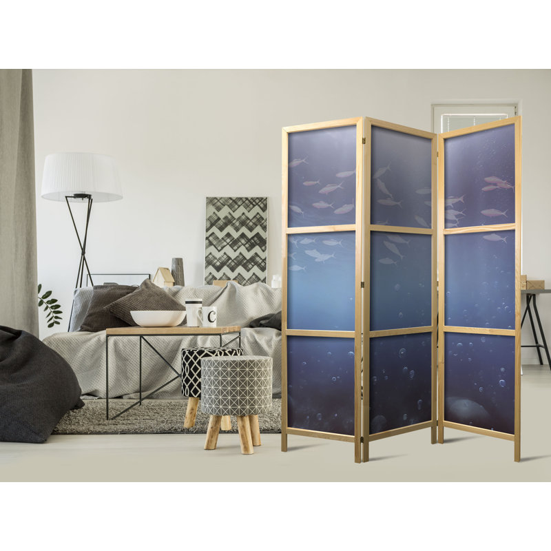 171cm H Solid Wood Folding Room Divider, 171cm H x 135cm W x 1.2cm D, 3