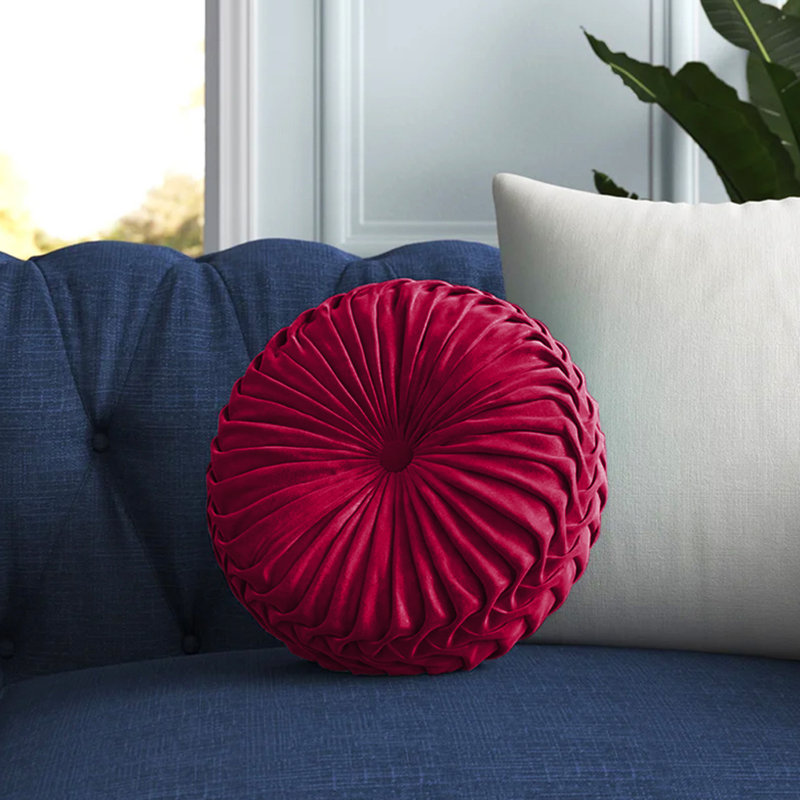 Lanajah Round Pillow Cover & Insert, Red