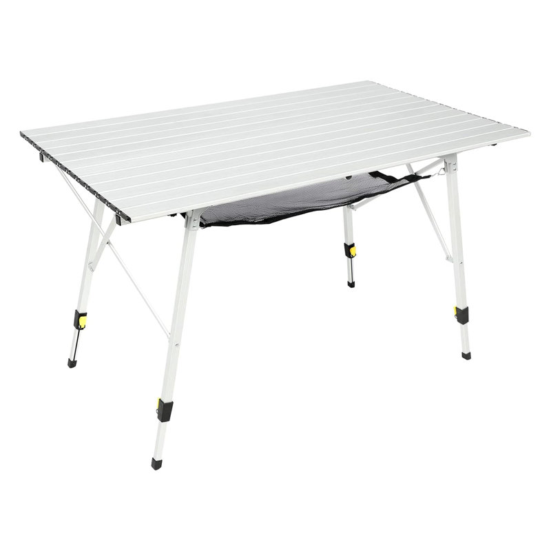 Table de camping portable pliable avec pieds réglables, Argent