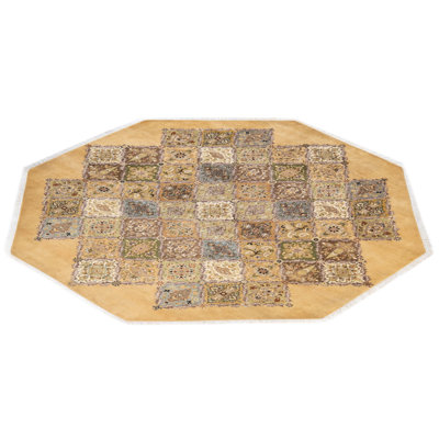 Tapis unique doré / gris noué à la main 7 pi 1 po Rheanne