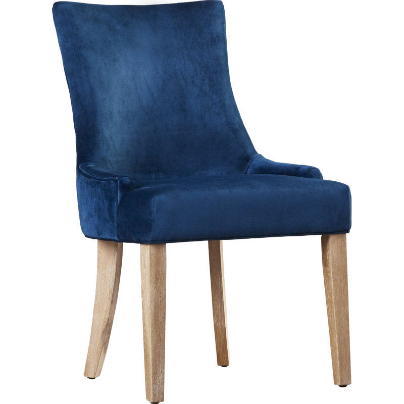Baumgarten 49.53cm H Upholstered Side Chair, Navy, Light Wood
