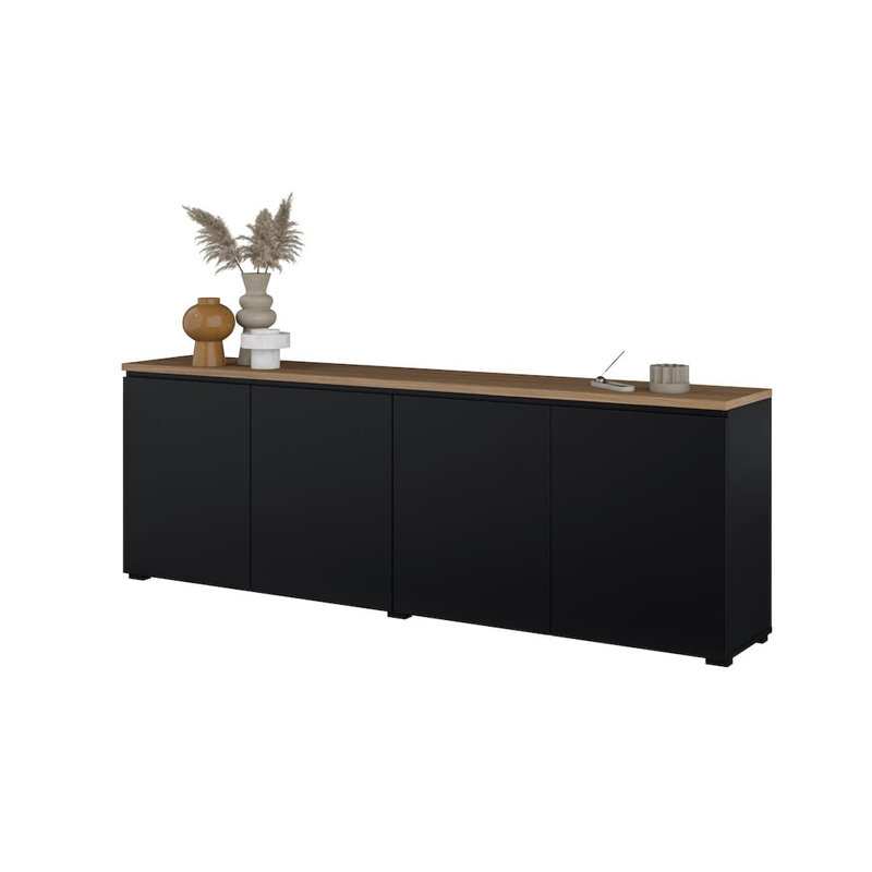 Unfinished Display Stand with Fireplace Included, Black