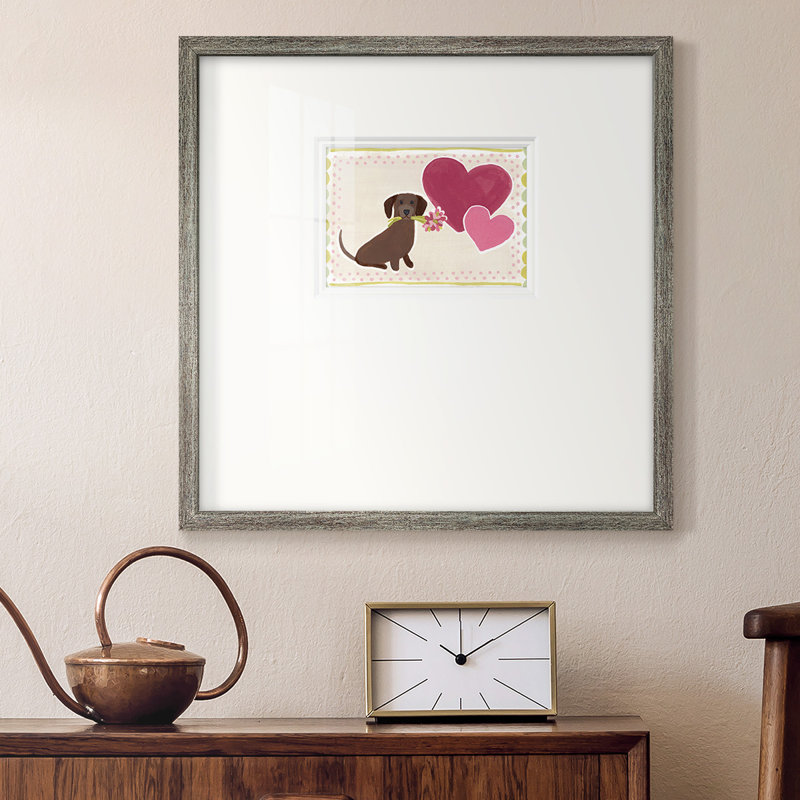 Dachshund Delight, reproduction d'art encadrée, H 17 po x l 17 po x P 1,25 po