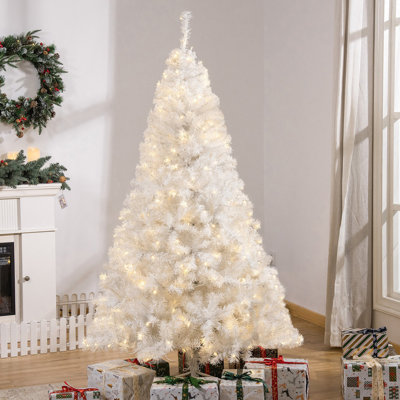 6' Tall Prelit Christmas Tree Douglas Fir Artificial Christmas Tree With Realistic Branches, 250 Warm White LED Lights And 1000 Tips