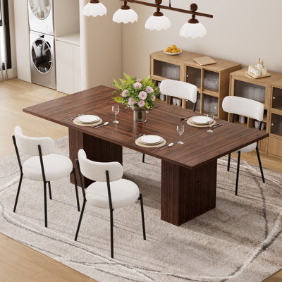 Ensemble de table de salle à manger 78 po avec base de rangement et chaises 4/6/8 en noyer rustique moderne pour la salle à manger et la cuisine