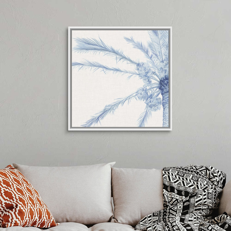 Art mural sur toile Chambray Palms I, H 30 po x l 30 po x P 1,75 po, Toile avec cadre blanc