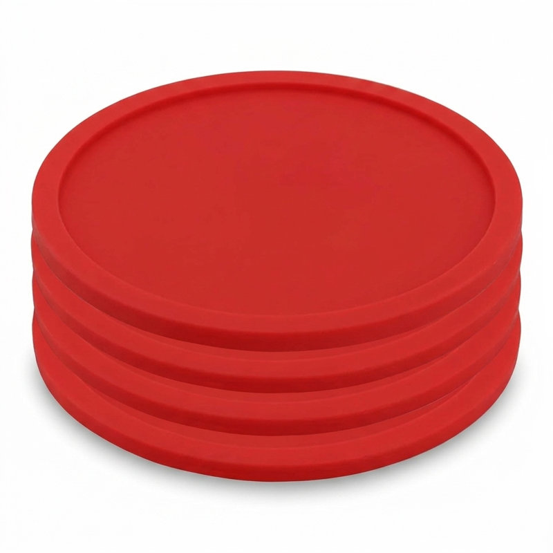 4 Pack Silicone Round Glass Coasters, Cupmats (Red)