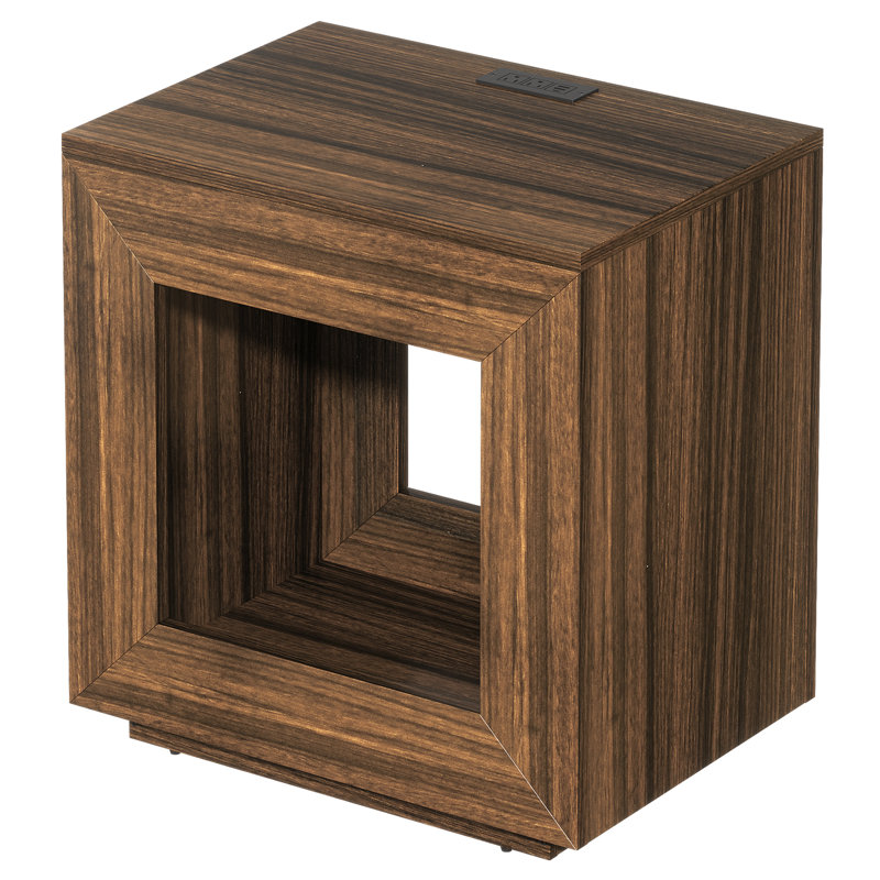 26" H Minimalist With Large Storage Space And Wood Grain Particle Board Side Table, With Colored Led Light Strip And Embedded Power Strip Tabletop Nightstand