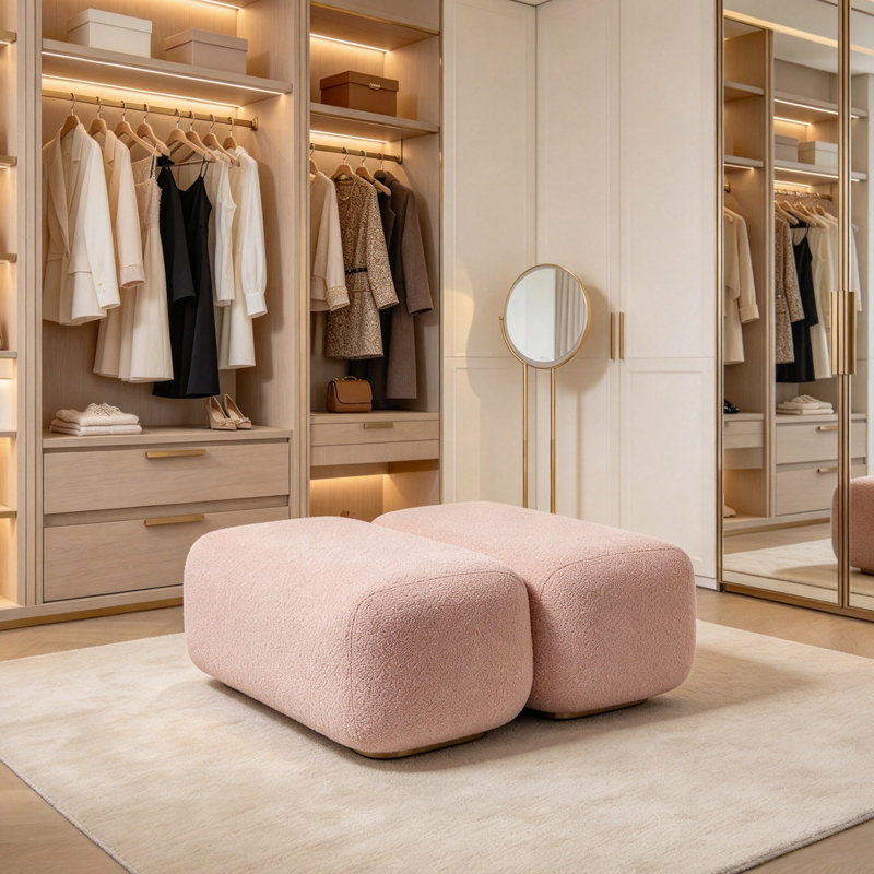Repose-pieds moderne en tissu rose