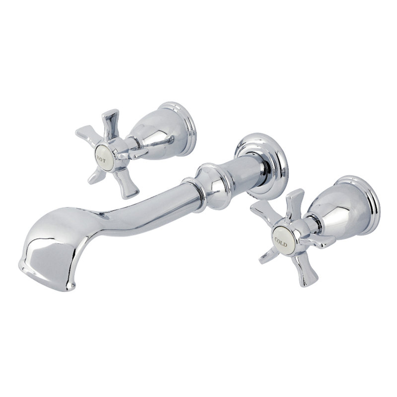 Kingston Brass Hamilton Two-Handle 3-Hole Wall Mount Roman Tub Faucet, Polished Chrome