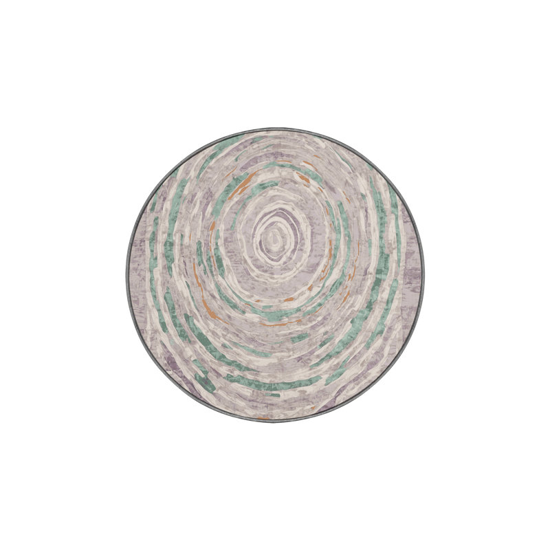 Tapis gris soyeux et moelleux, Rond 4 pi