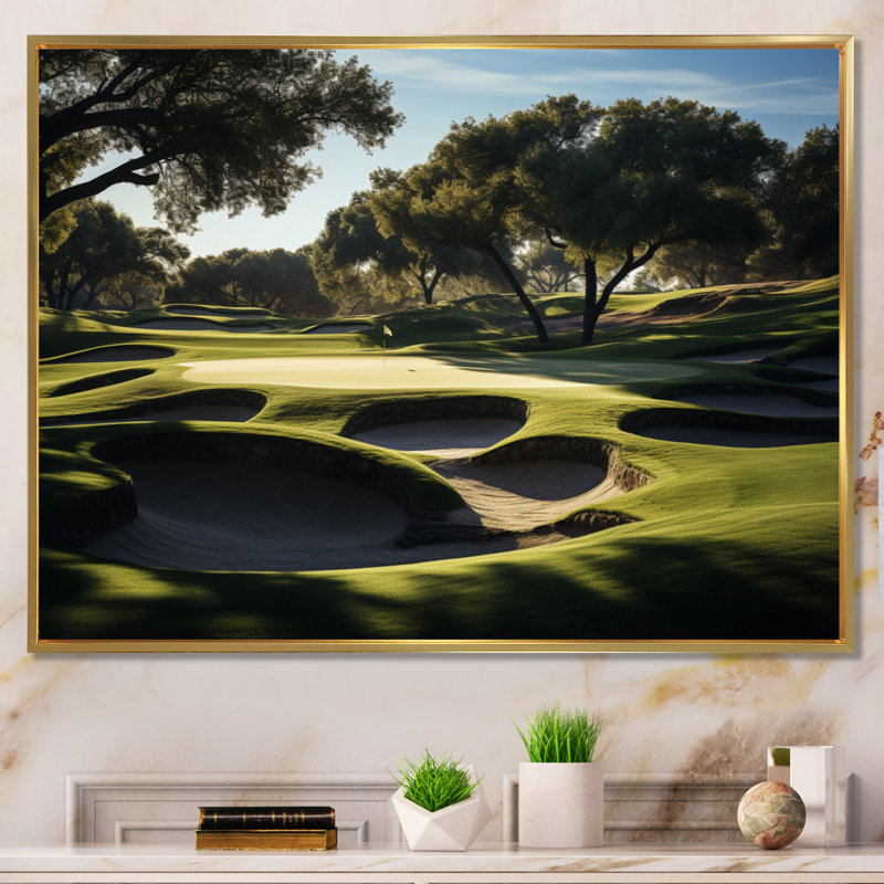 Golf Precision Putt I - Imprimé, H 16 po x l 32 po x P 1 po, Cadre flottant doré