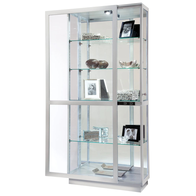 Jayden Lighted Curio Cabinet, Silver
